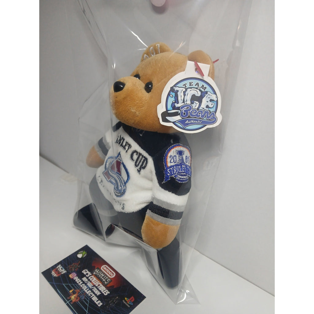 2001 CO AVALANCHE STANLEY CUP ICE BEANS TEDDY BEAR SIGNED BY PATRICK ROY #33