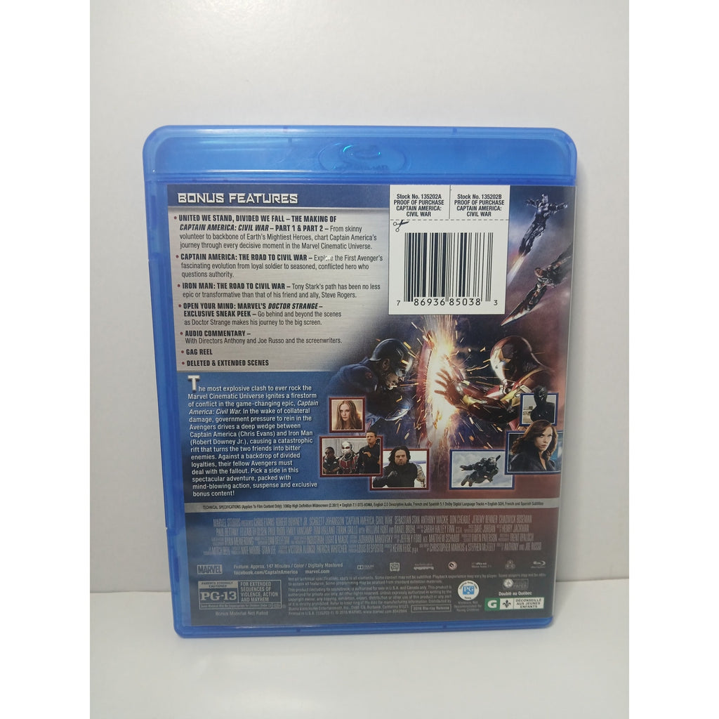 CAPTAIN AMERICA CIVIL WAR MARVEL BLU RAY MOVIE CLEANED* TESTED WORKING