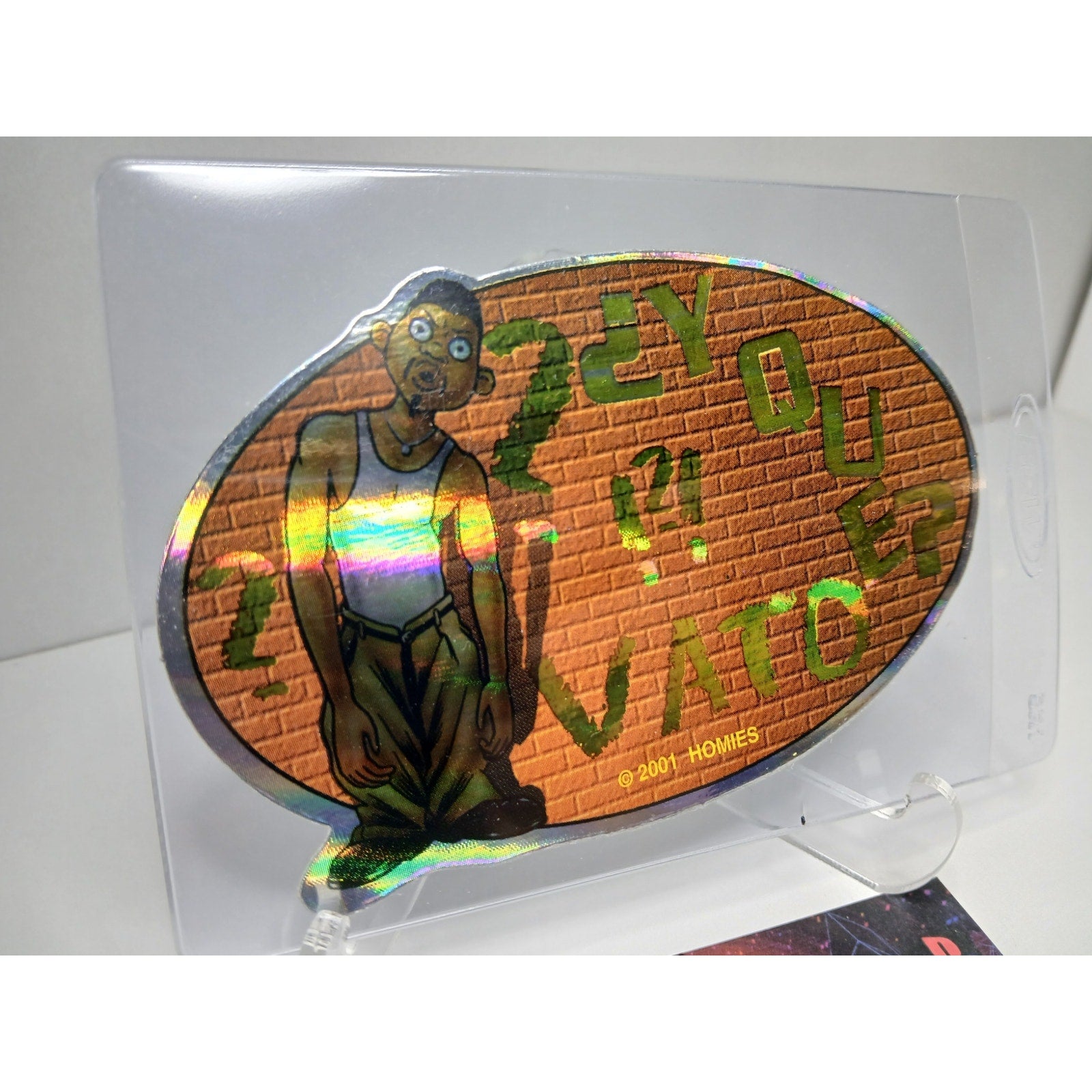 VINTAGE 2001 Y QUE VATO OVALS HOMIES GONZALES GRAPHICS HOLOGRAPHIC STICKER