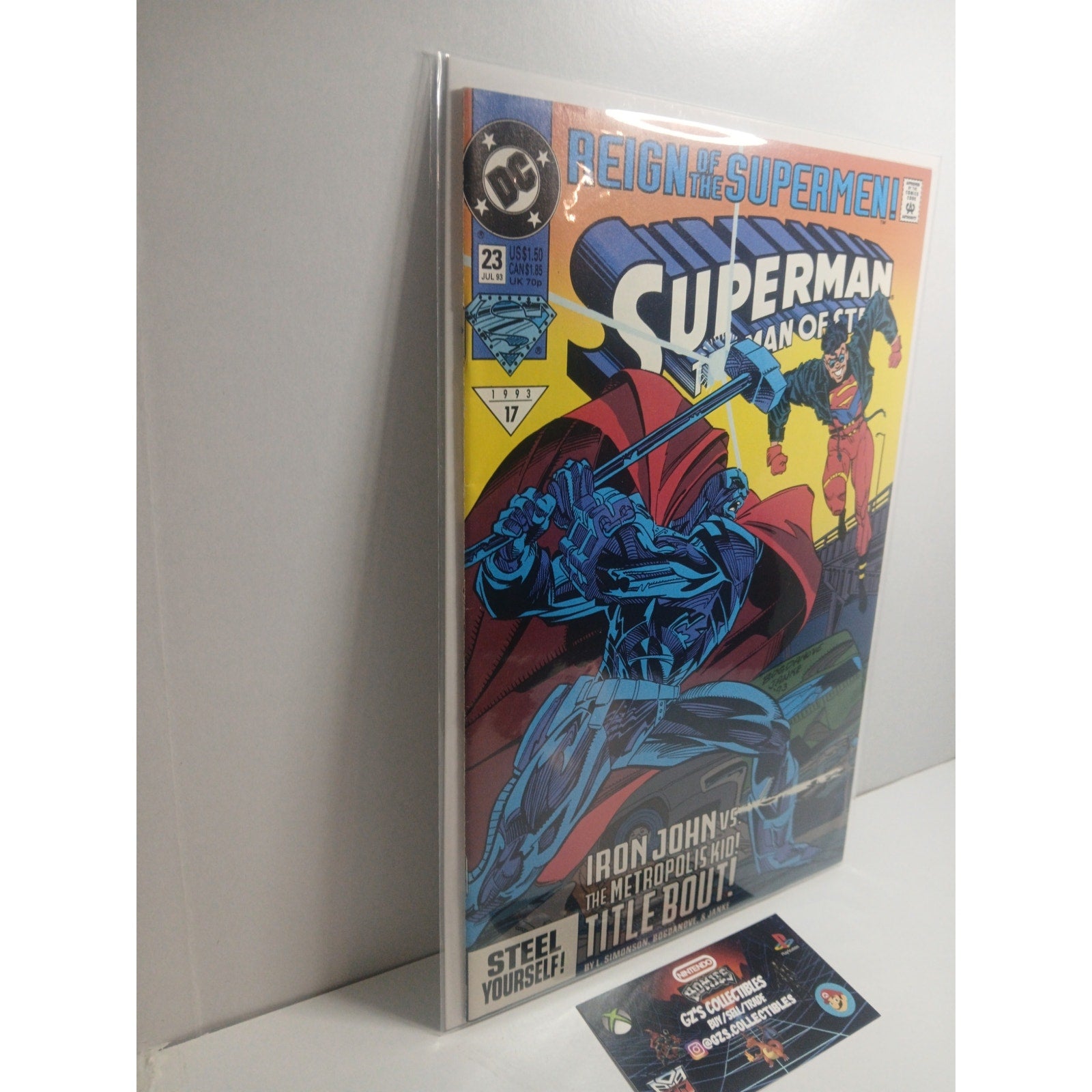 SUPERMAN MAN OF STEEL #23 1993 DC COMICS NEW BAG/BOARD