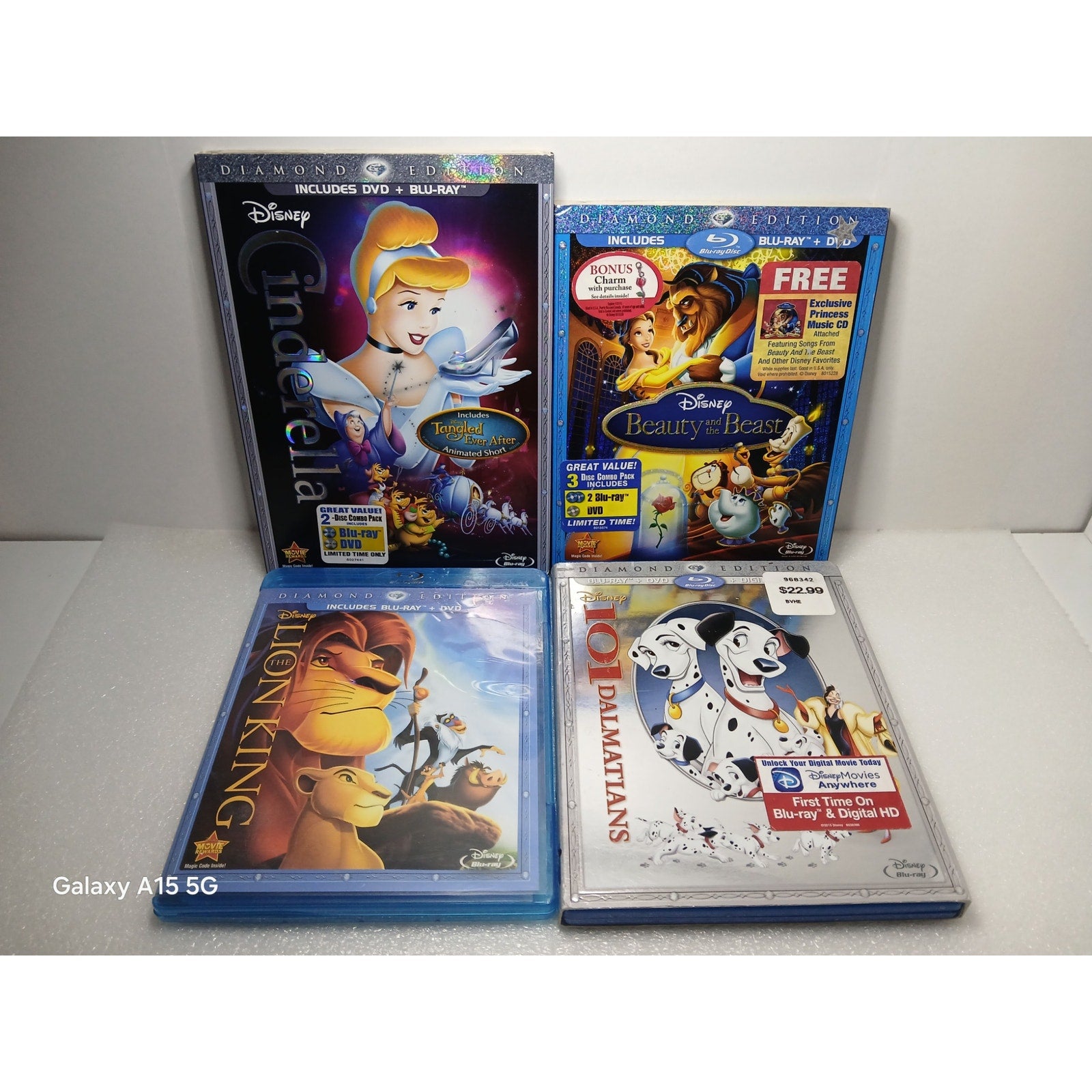 DISNEY DIAMOND 101 DALMATIANS BEAUTY & BEAST LION KING CINDERELLA BLU RAY/DVD