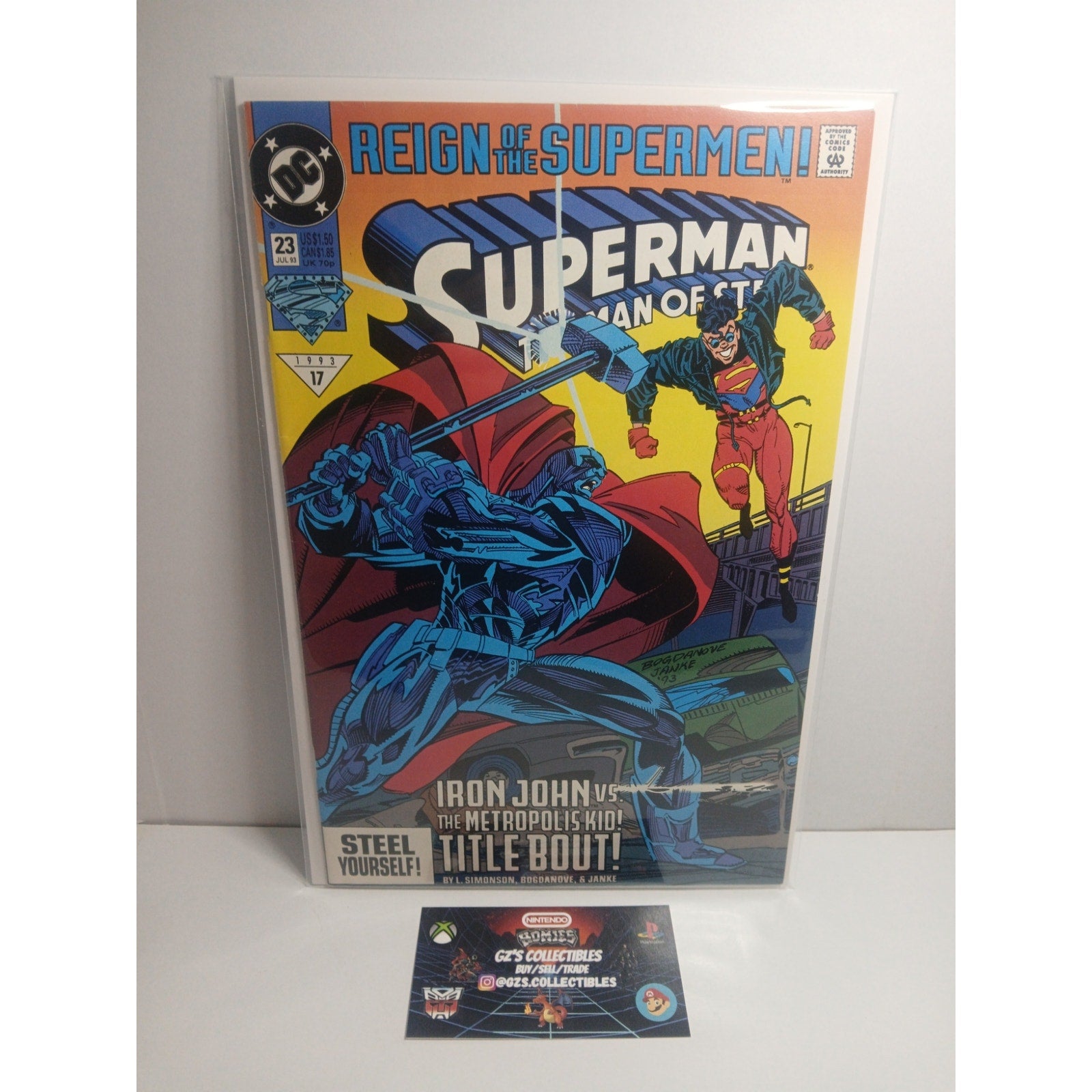 SUPERMAN MAN OF STEEL #23 1993 DC COMICS NEW BAG/BOARD