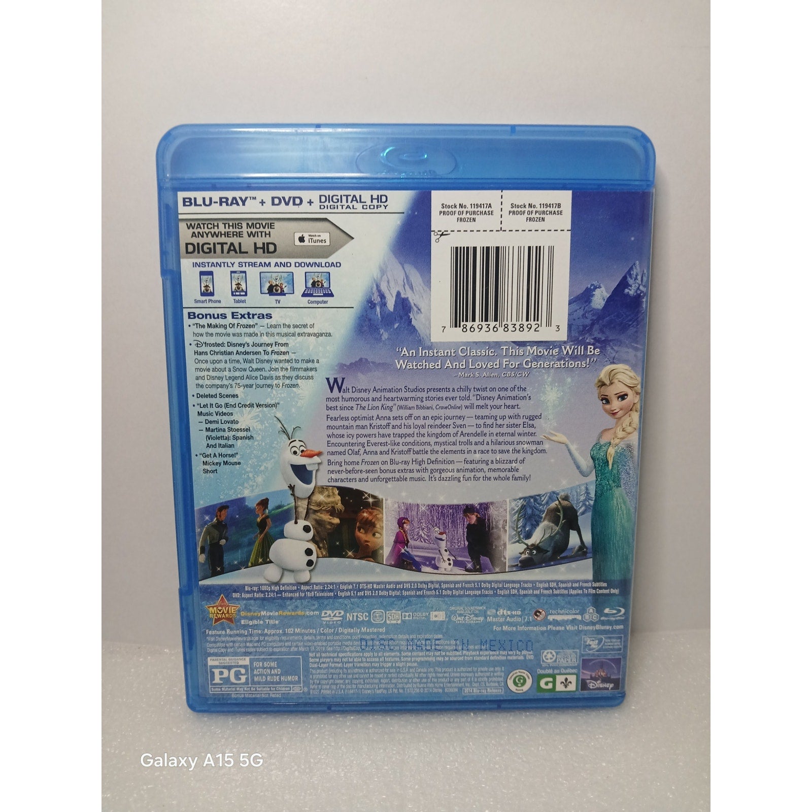 DISNEY FROZEN COLLECTORS EDITION W/SLEEVE BLU RAY/DVD MOVIE CLEANED TESTED