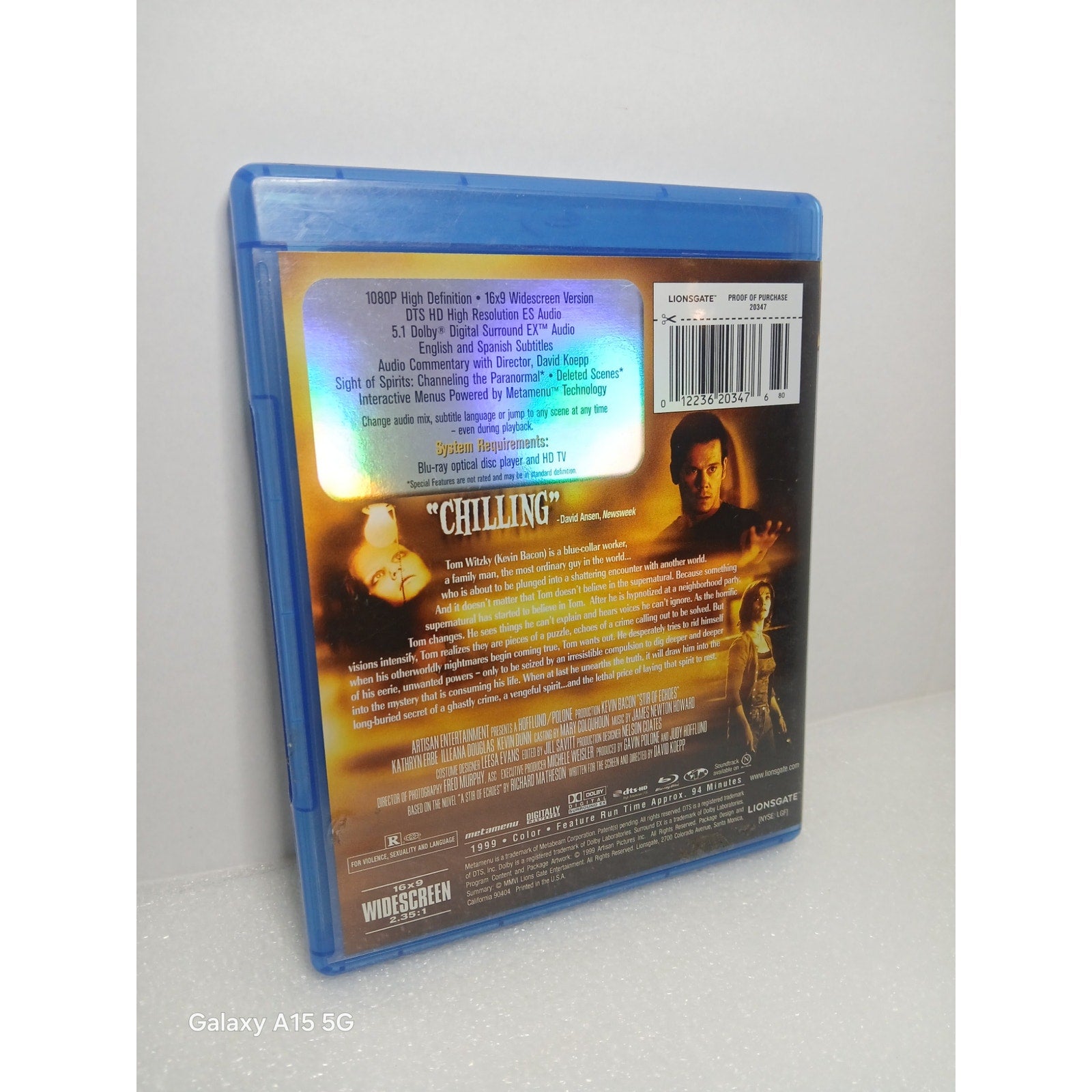 KEVIN BACON STIR OF ECHOES CIB BLU RAY MOVIE CLEANED TESTED WORKING