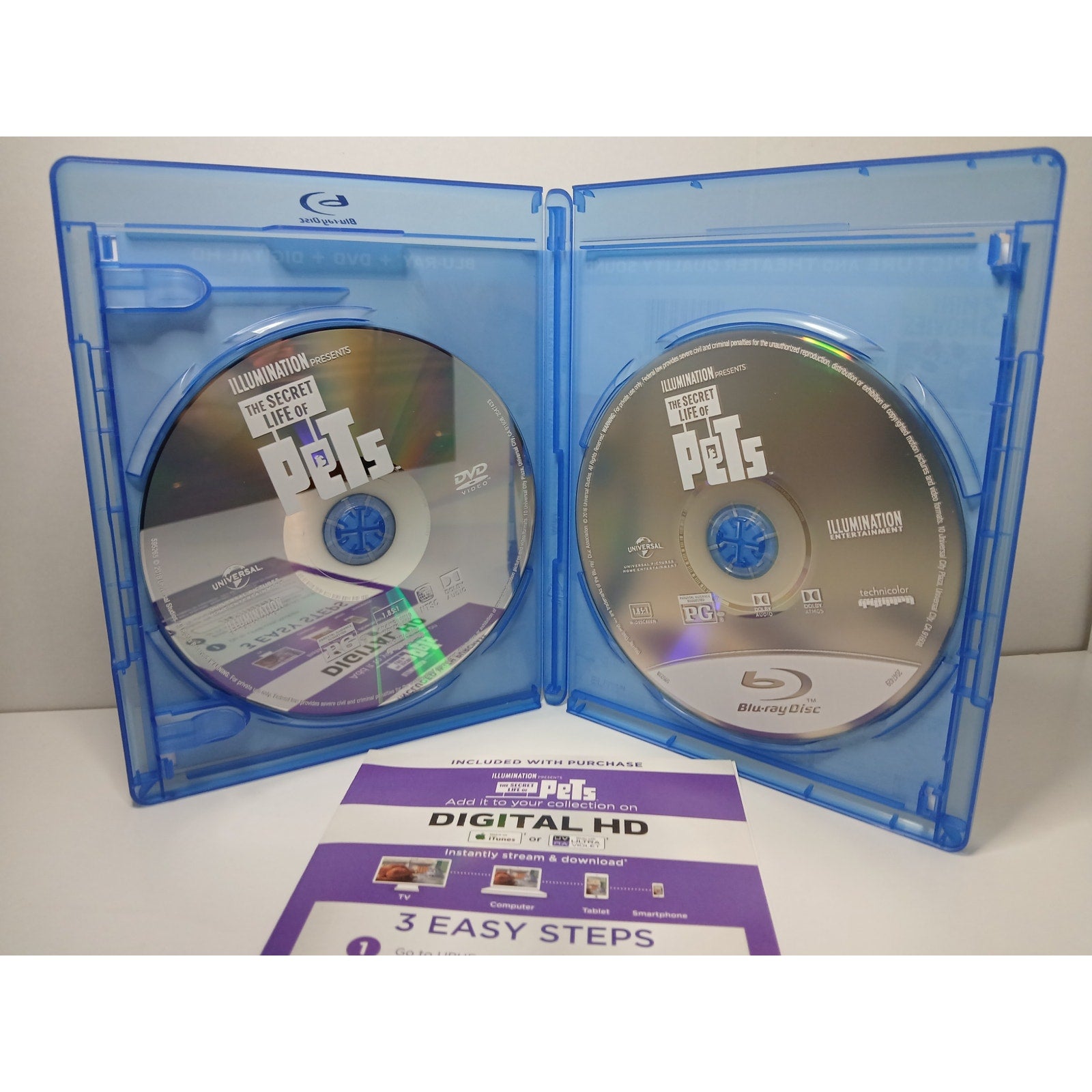 THE SECRET LIFE OF PETS BLU RAY/DVD/DIGITAL MOVIE CLEANED TESTED WORKING