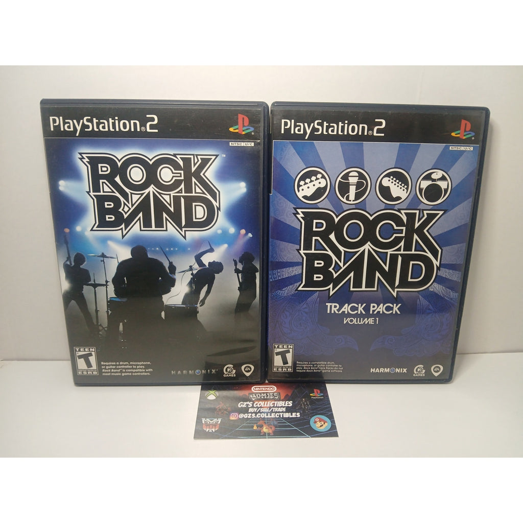 ROCK BAND & ROCK BAND TRACK PACK CIB W/ MICROPHONE SONY PS2 TESTED WORKING