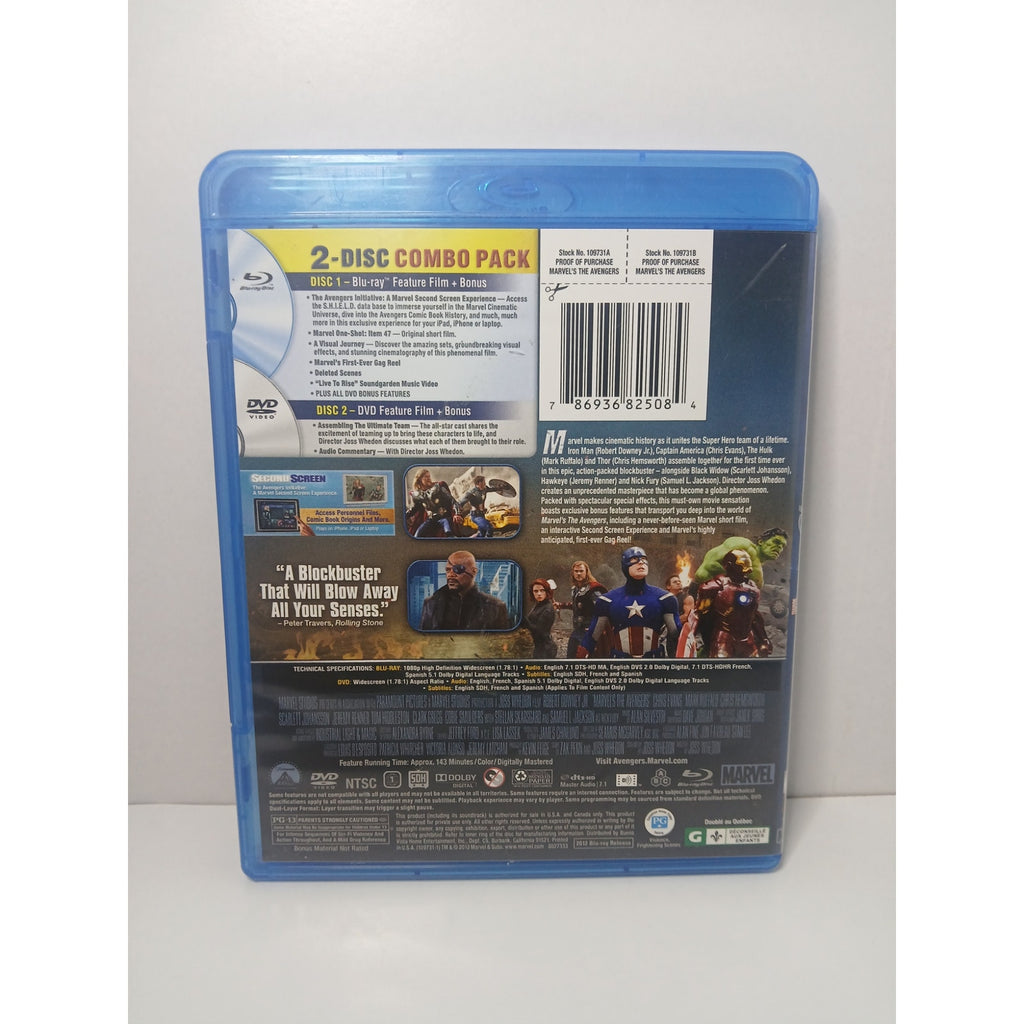 MARVEL AVENGERS BLU RAY/DVD MOVIE CLEANED* TESTED WORKING