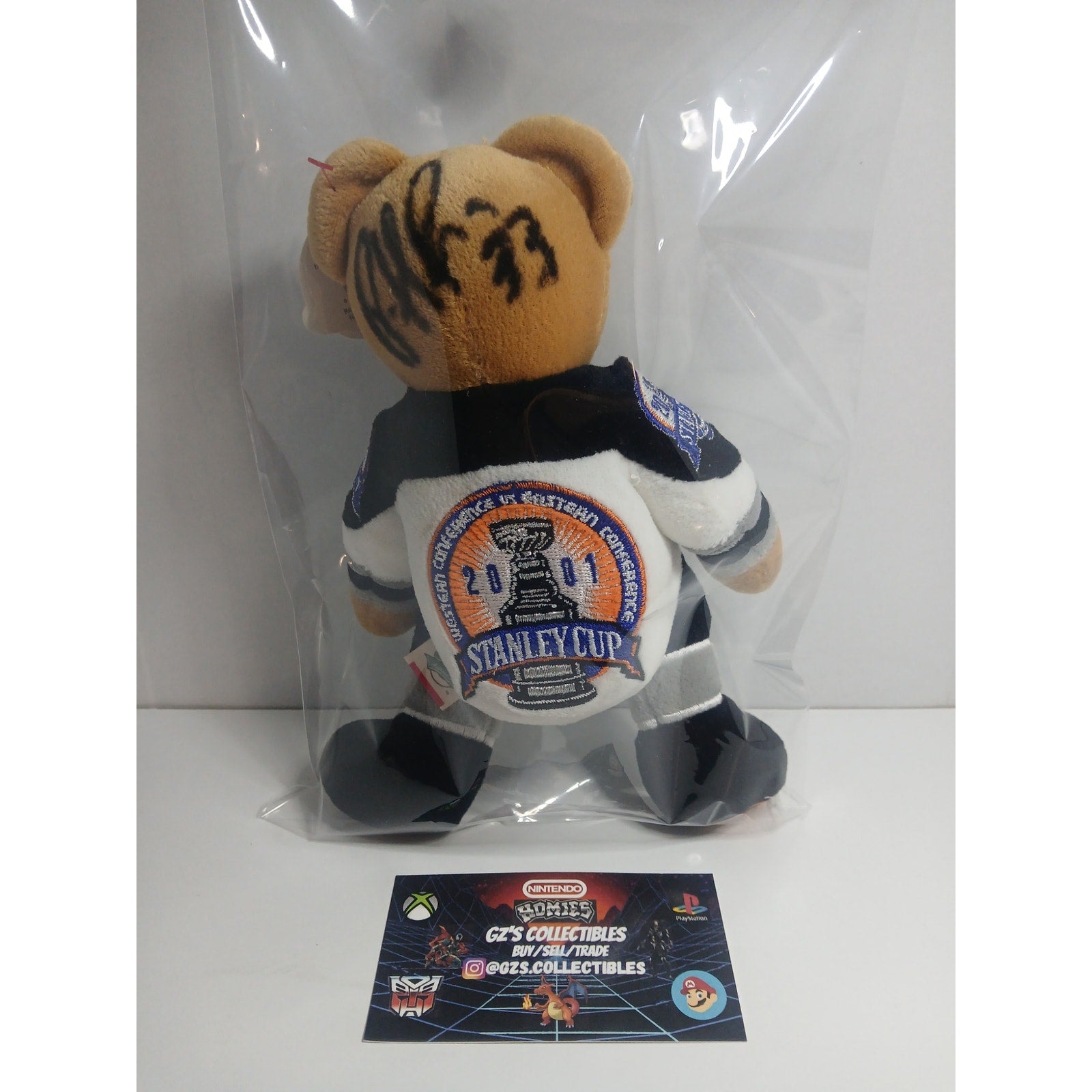 2001 CO AVALANCHE STANLEY CUP ICE BEANS TEDDY BEAR SIGNED BY PATRICK ROY #33