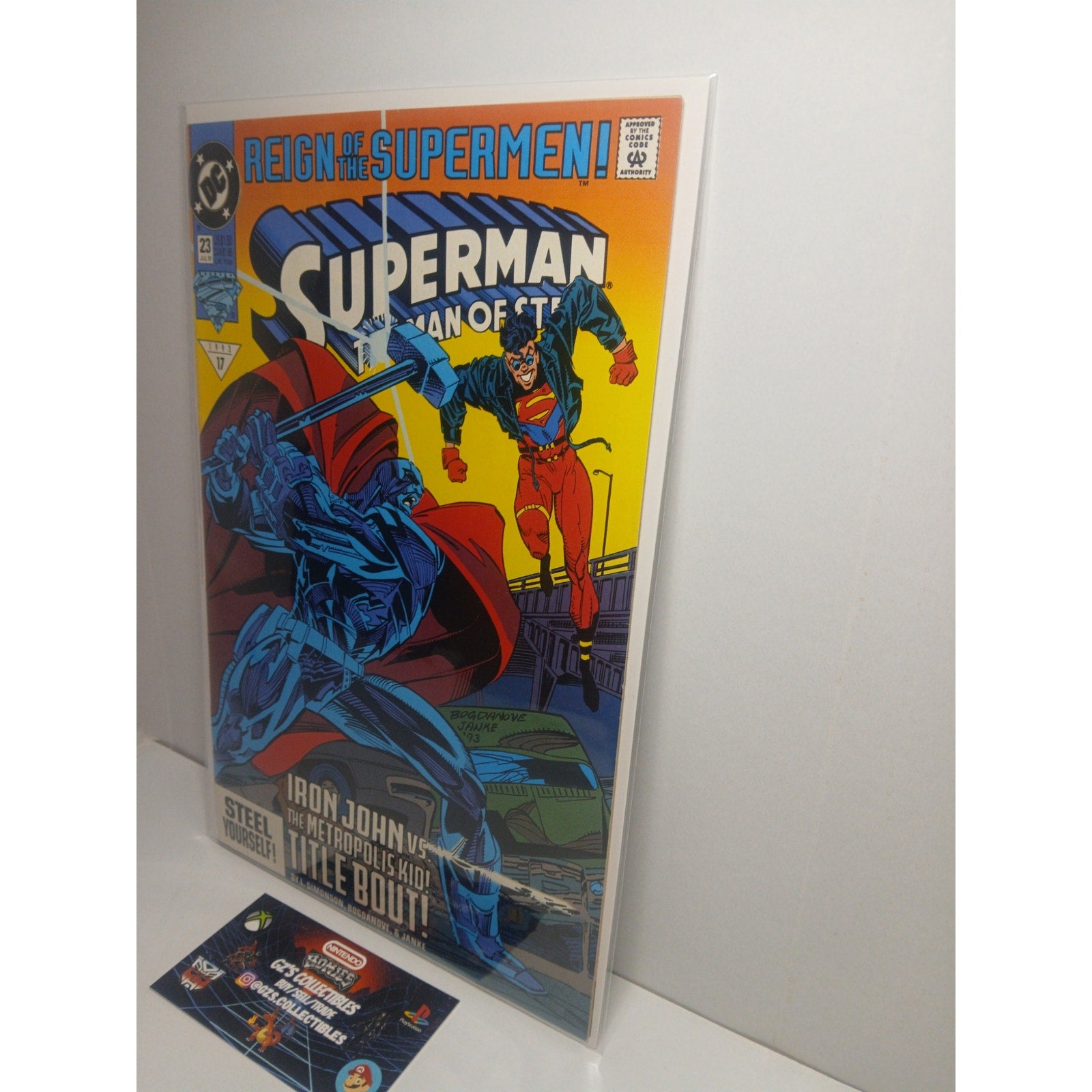SUPERMAN MAN OF STEEL #23 1993 DC COMICS NEW BAG/BOARD