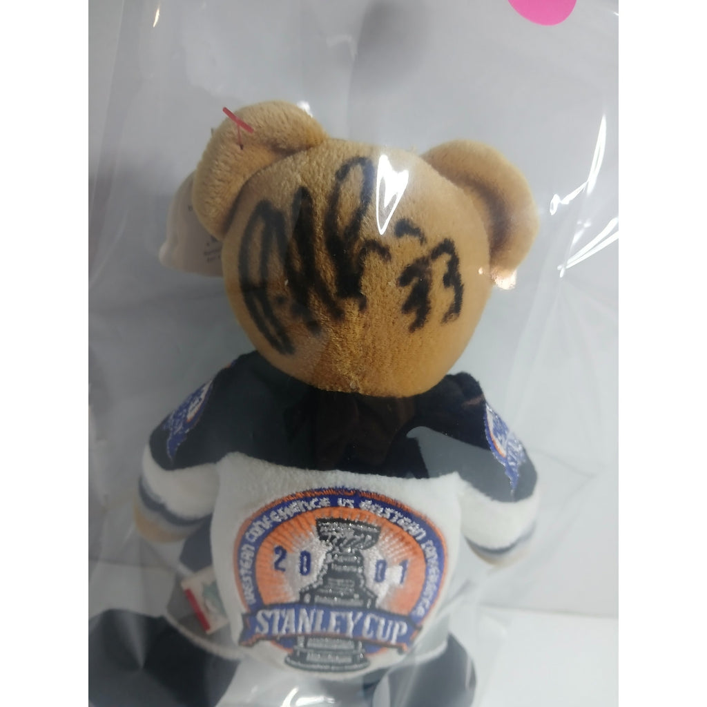 2001 CO AVALANCHE STANLEY CUP ICE BEANS TEDDY BEAR SIGNED BY PATRICK ROY #33