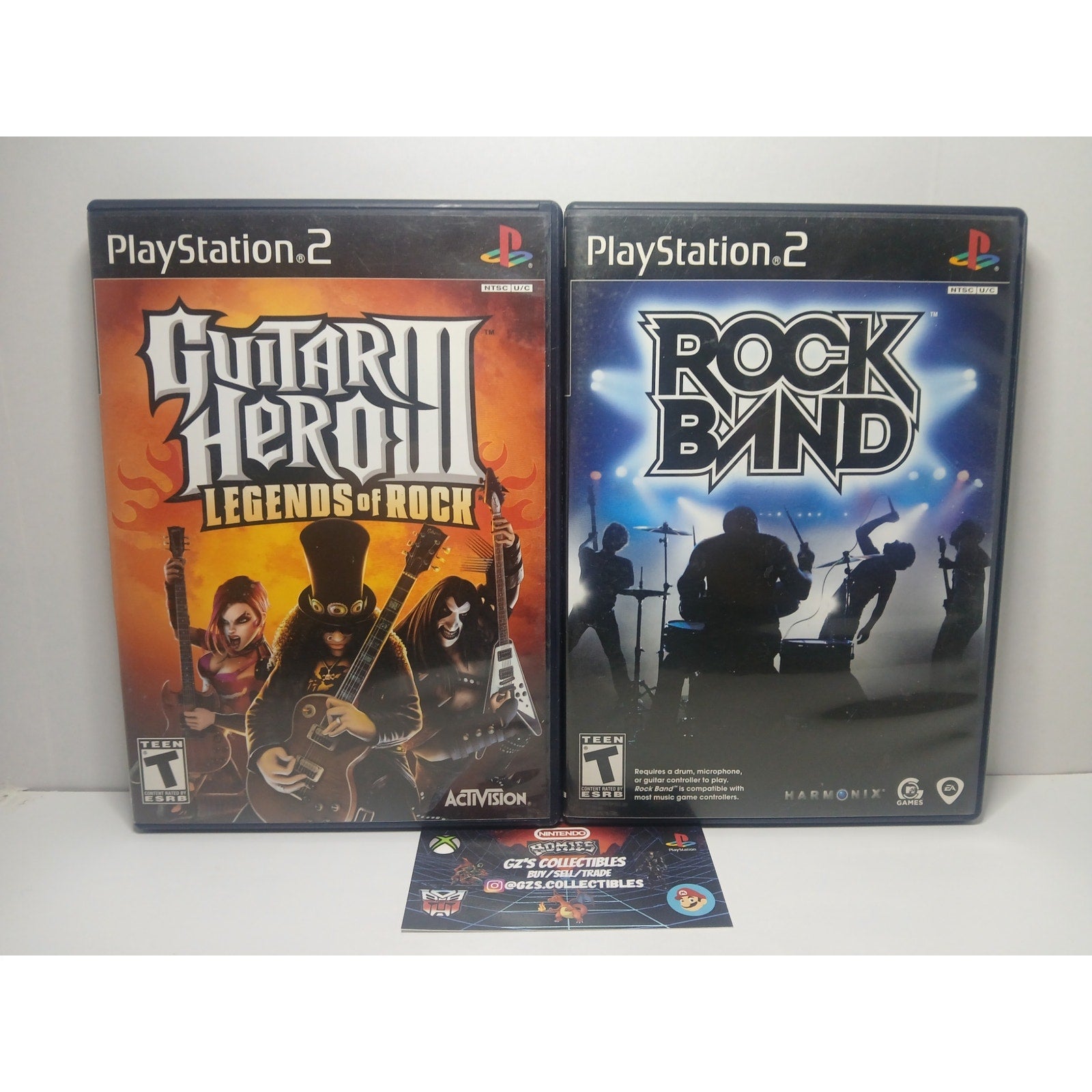 GUITAR HERO 3 & ROCK BAND BLACK LABEL CIB SONY PS2 TESTED WORKING