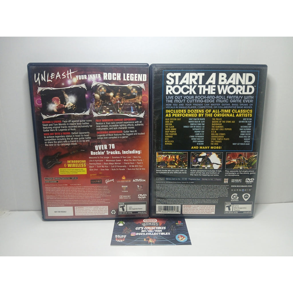 GUITAR HERO 3 & ROCK BAND BLACK LABEL CIB SONY PS2 TESTED WORKING