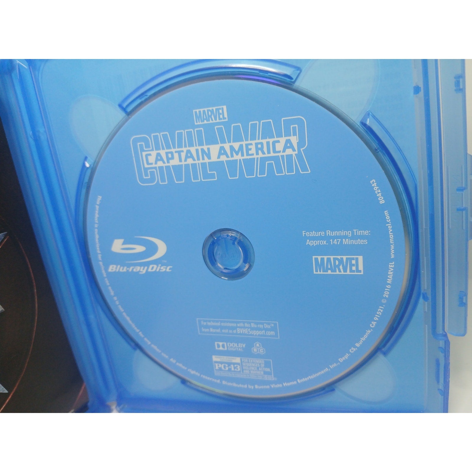 CAPTAIN AMERICA CIVIL WAR MARVEL BLU RAY MOVIE CLEANED* TESTED WORKING