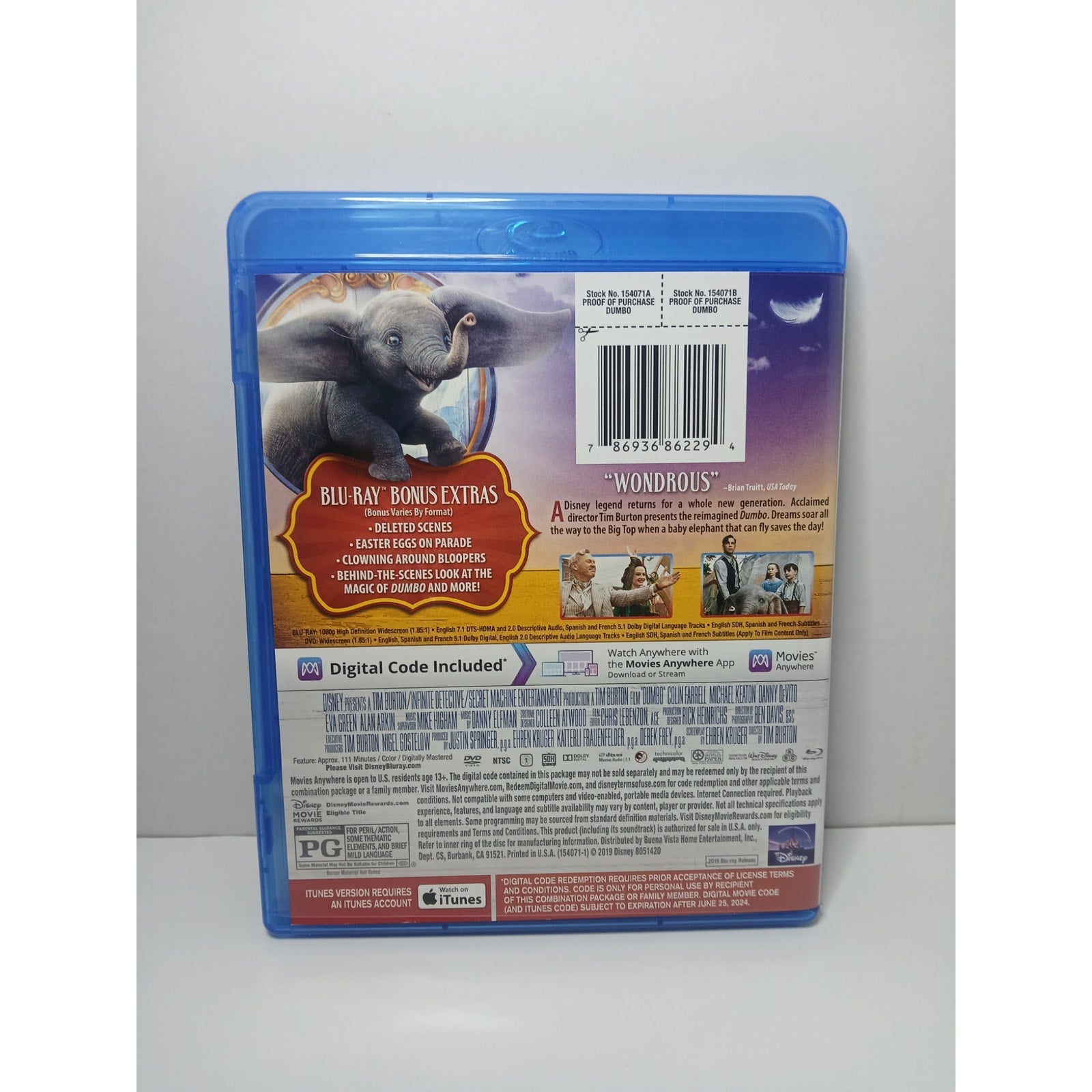 DISNEY DUMBO BLU RAY/DVD/DIGITAL MOVIE CLEANED* TESTED WORKING