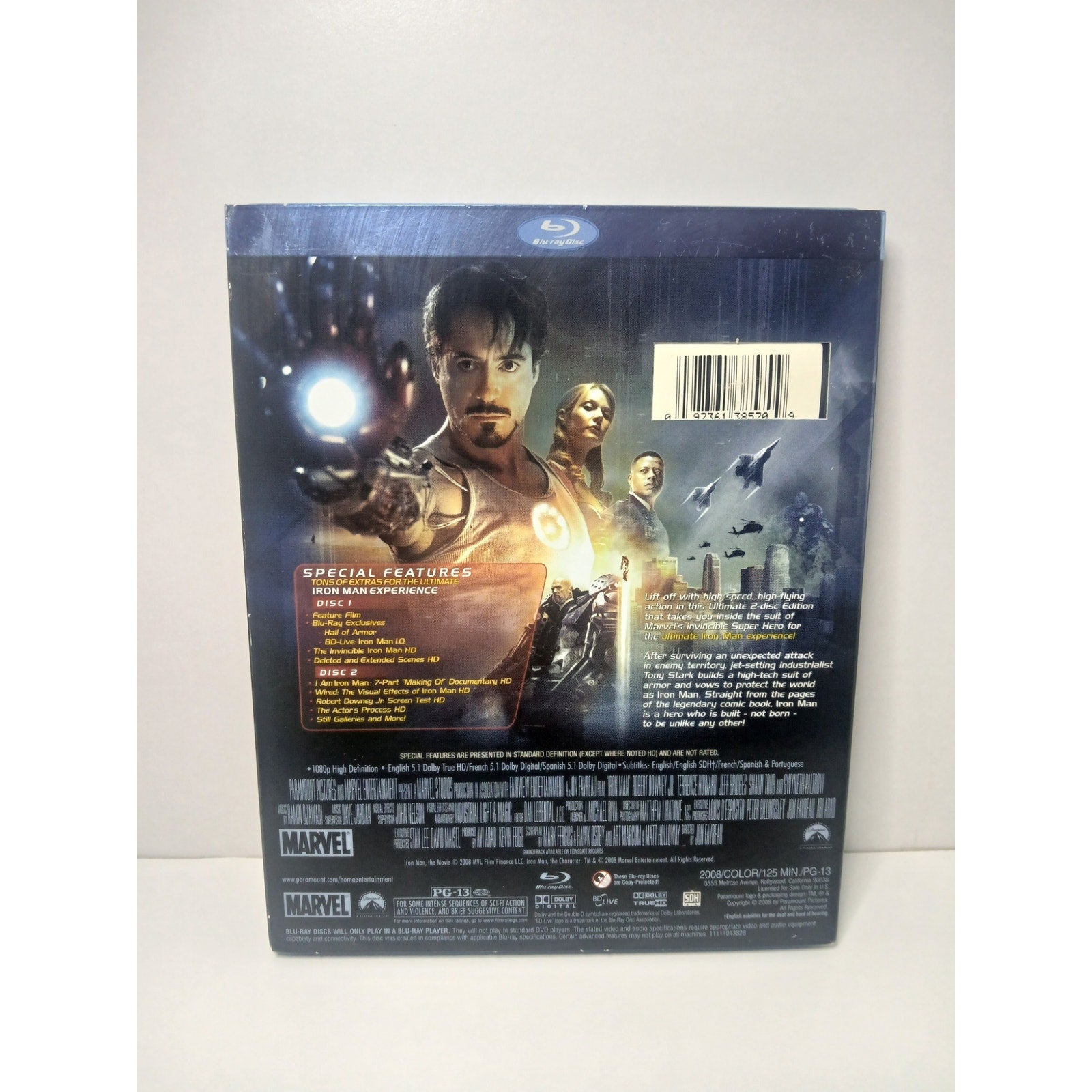 IRON MAN ULTIMATE 2 DISC EDITION BLU RAY MOVIE  W/ SLEEVE CLEANED TESTED WORKING