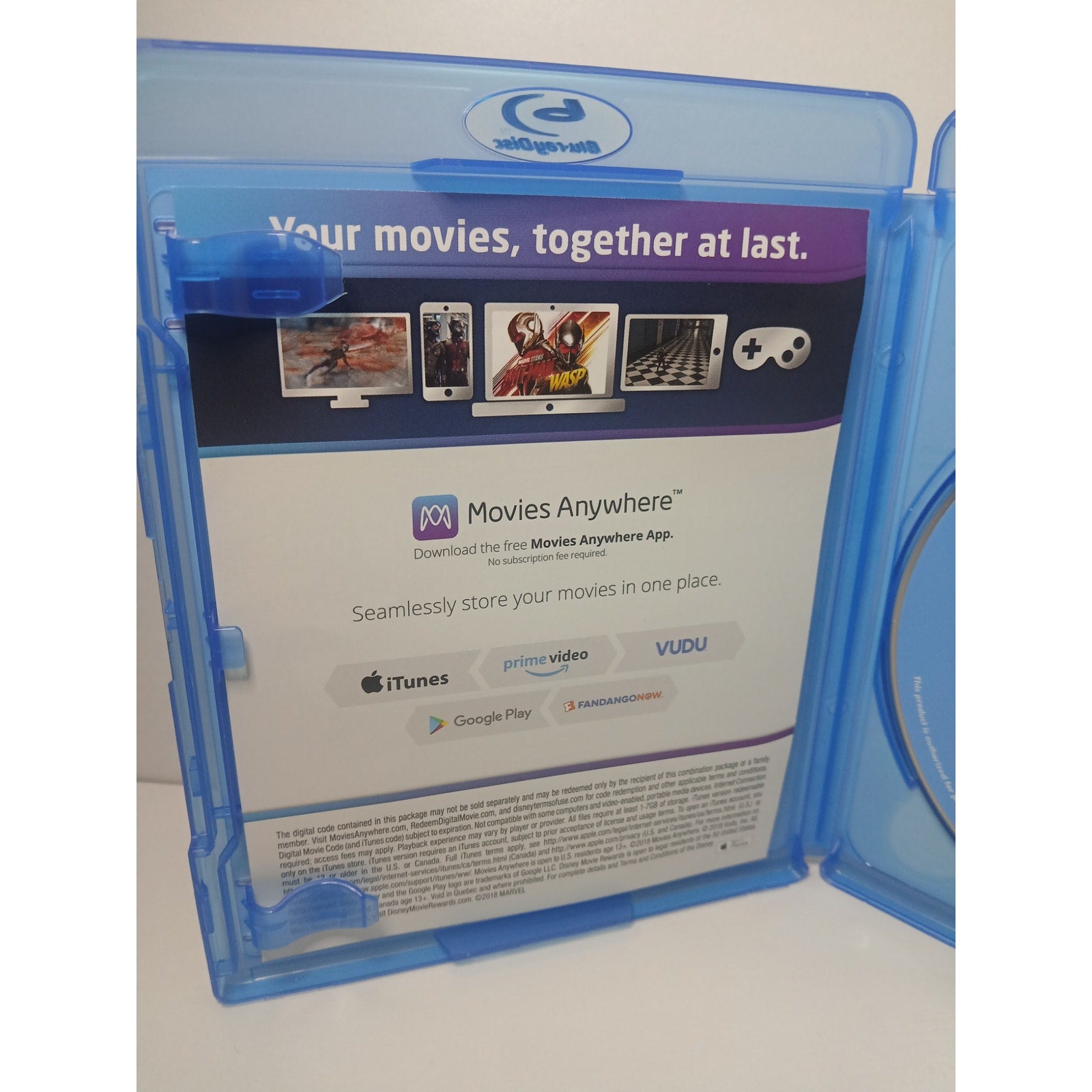 ANTMAN AND THE WASP MULTI SCREEN BLU RAY/DIGITAL MOVIE CLEANED* TESTED WORKING