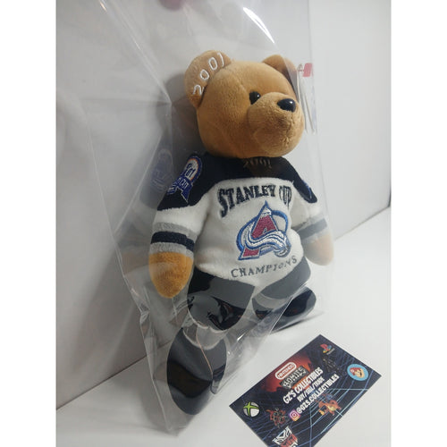2001 CO AVALANCHE STANLEY CUP ICE BEANS TEDDY BEAR SIGNED BY PATRICK ROY #33