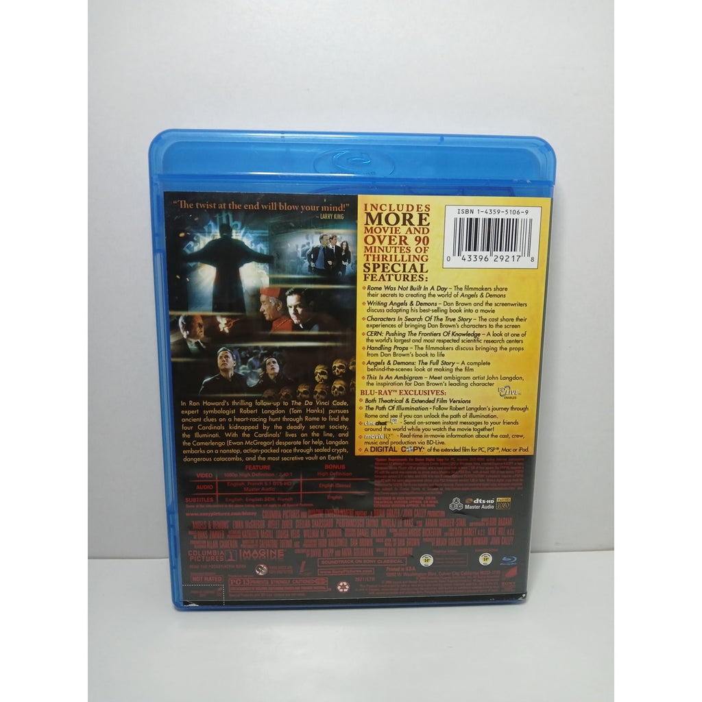 ANGELS AND DEMONS TOM HANKS 3 DISC BLU RAY/DIGITAL MOVIE CLEANED* TESTED WORKING