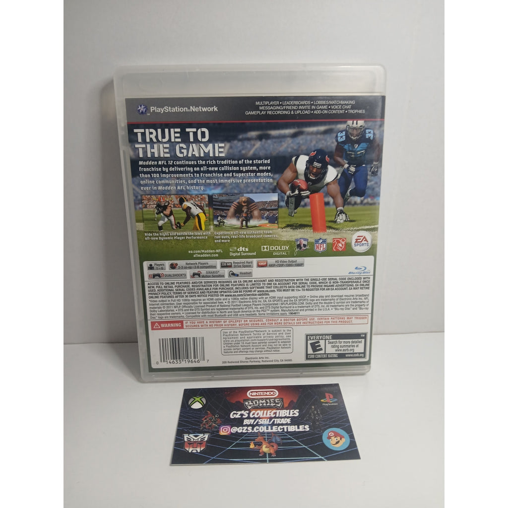 SONY PS3 NFL MADDEN 2012 TESTED WORKING