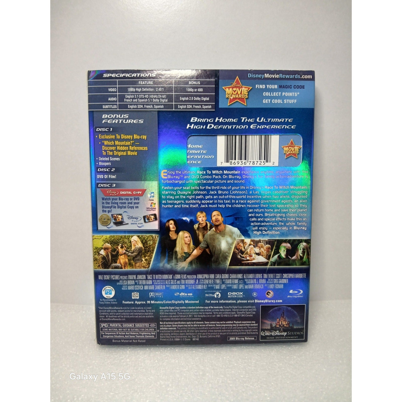 DISNEY RACE TO WITCH MOUNTAIN CIB W/ SLEEVE BLU RAY/DVD MOVIE CLEANED TESTED