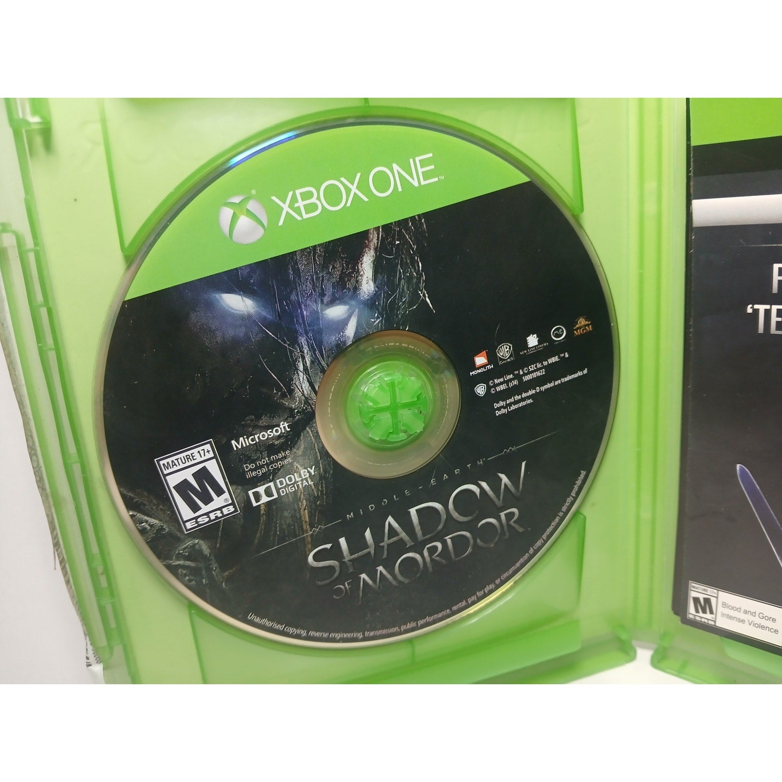 MIDDLE EARTH SHADOW OF MORDOR CIB XBOX ONE GAME TESTED WORKING