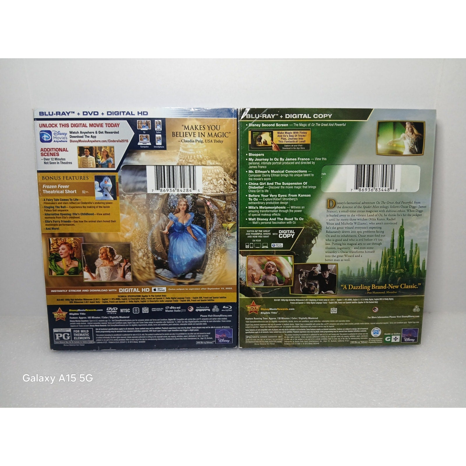 DISNEY LIVE ACTION CINDERELLA + OZ THE GREAT AND POWERFUL BLU RAY TESTED WORKING