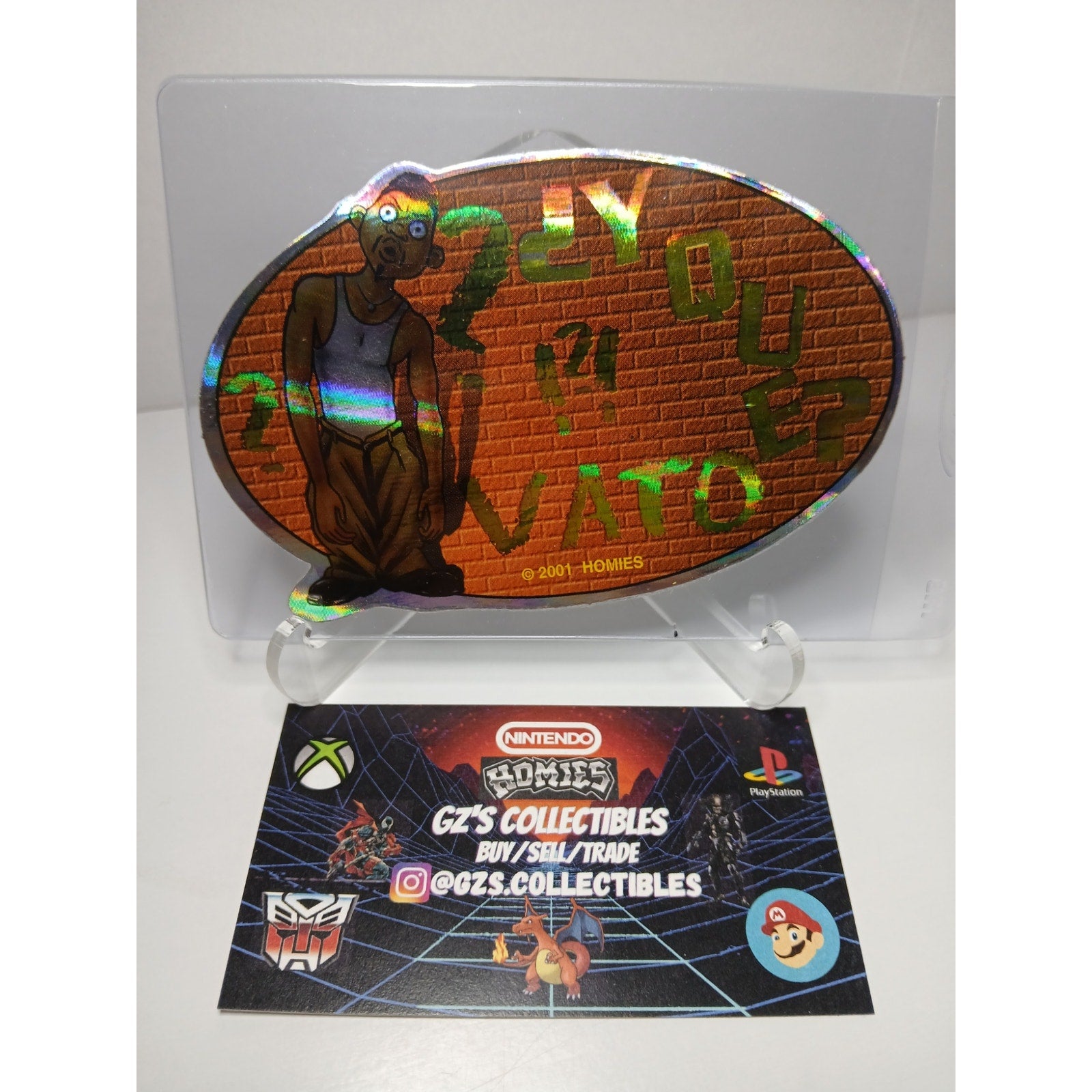 VINTAGE 2001 Y QUE VATO OVALS HOMIES GONZALES GRAPHICS HOLOGRAPHIC STICKER