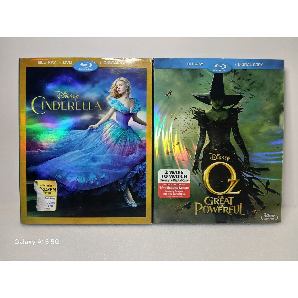 DISNEY LIVE ACTION CINDERELLA + OZ THE GREAT AND POWERFUL BLU RAY TESTED WORKING
