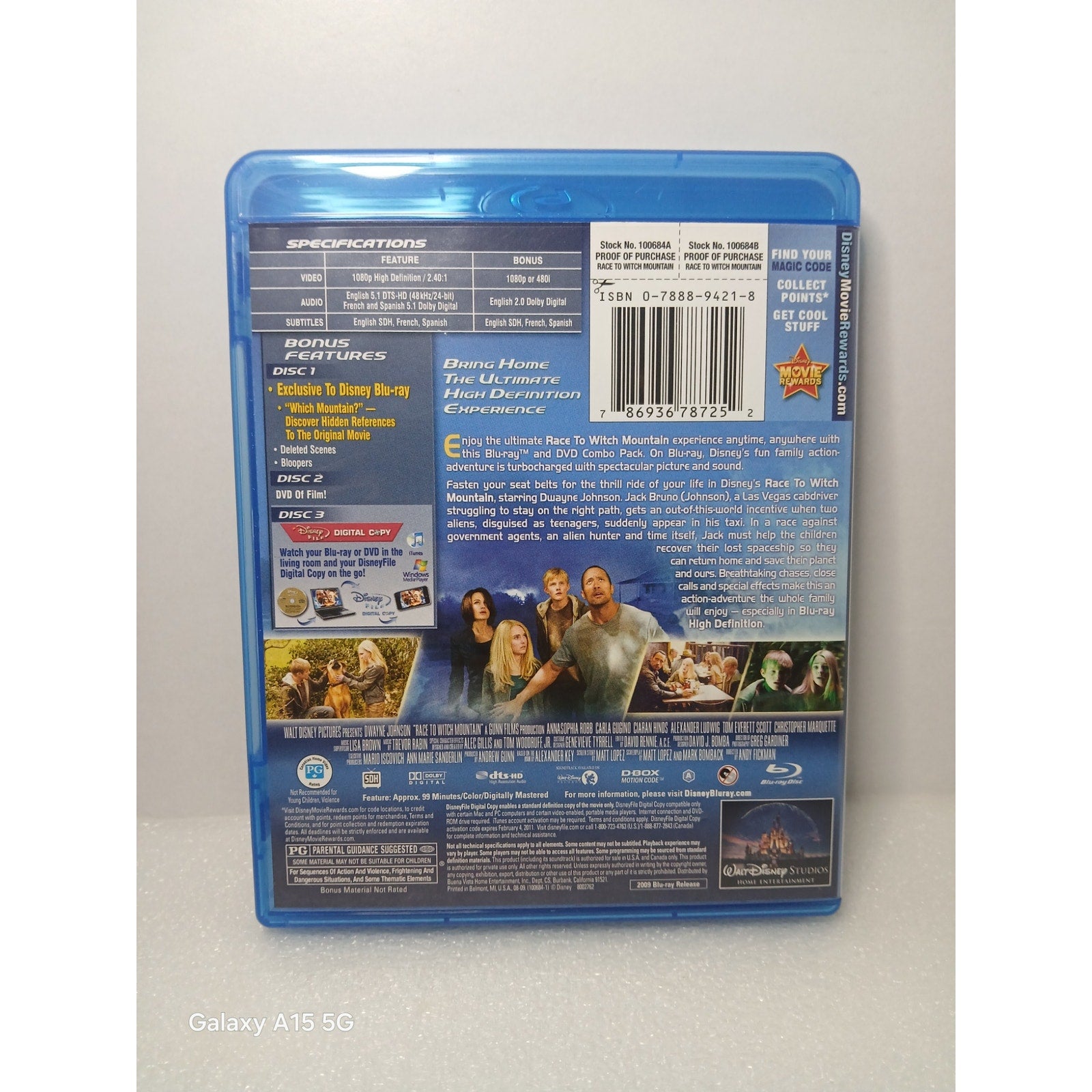 DISNEY RACE TO WITCH MOUNTAIN CIB W/ SLEEVE BLU RAY/DVD MOVIE CLEANED TESTED