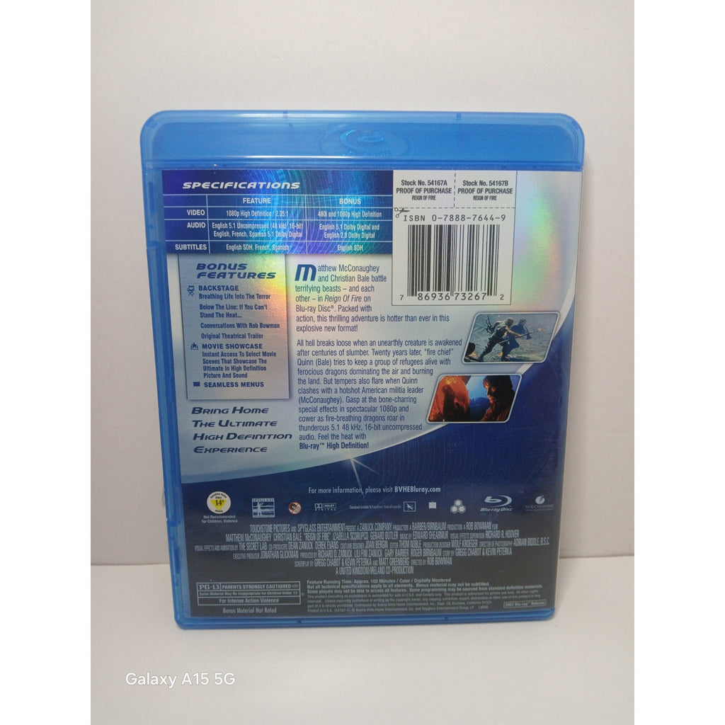 REIGN OF FlRE MCCONAUGHEY BALE BLU RAY MOVIE CLEANED* TESTED WORKING