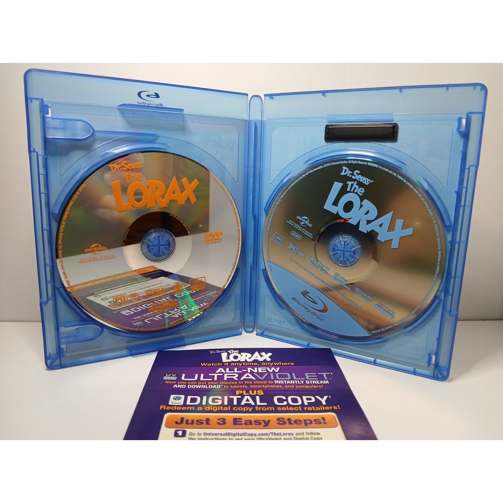 THE LORAX DR SEUSS +3 MINI MOVIES BLU RAY/DVD/DIGITAL MOVIE CLEAN TESTED WORKING