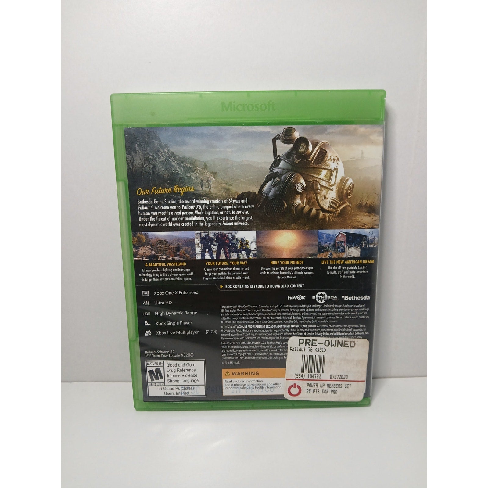 FALLOUT 76 CASE AND COVER ART ONLY XBOX ONE GAME