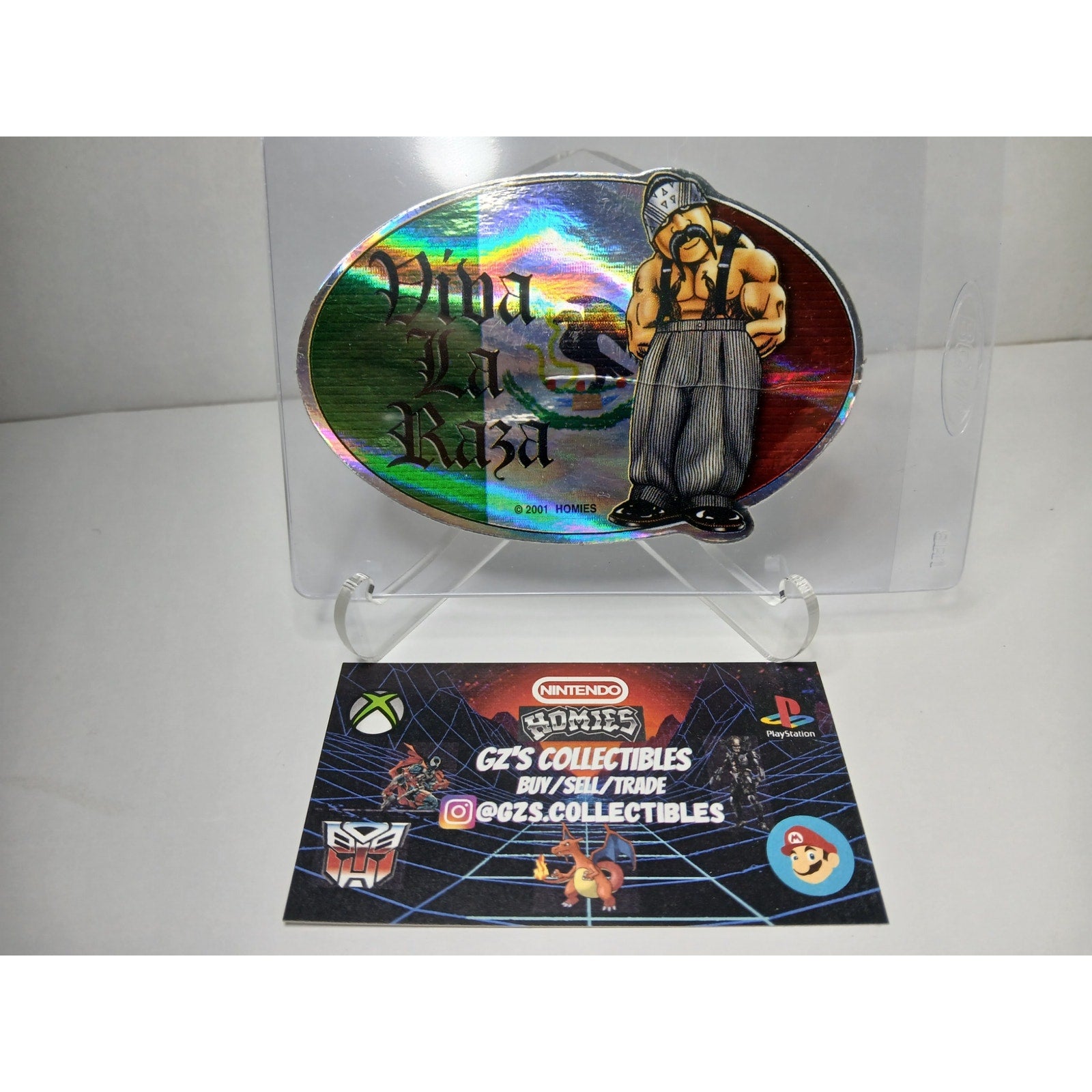 VINTAGE 2001 VIVA LA RAZA OVALS HOMIES GONZALES GRAPHICS HOLOGRAPHIC STICKER
