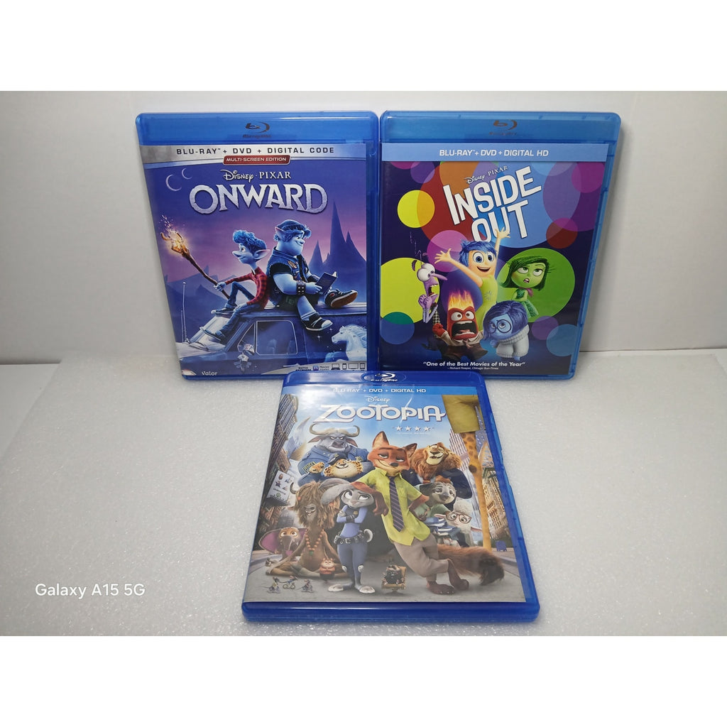 DISNEY INSIDE OUT ZOOTOPIA ONWARD BLU RAY/DVD MOVIES CLEANED TESTED WORKING