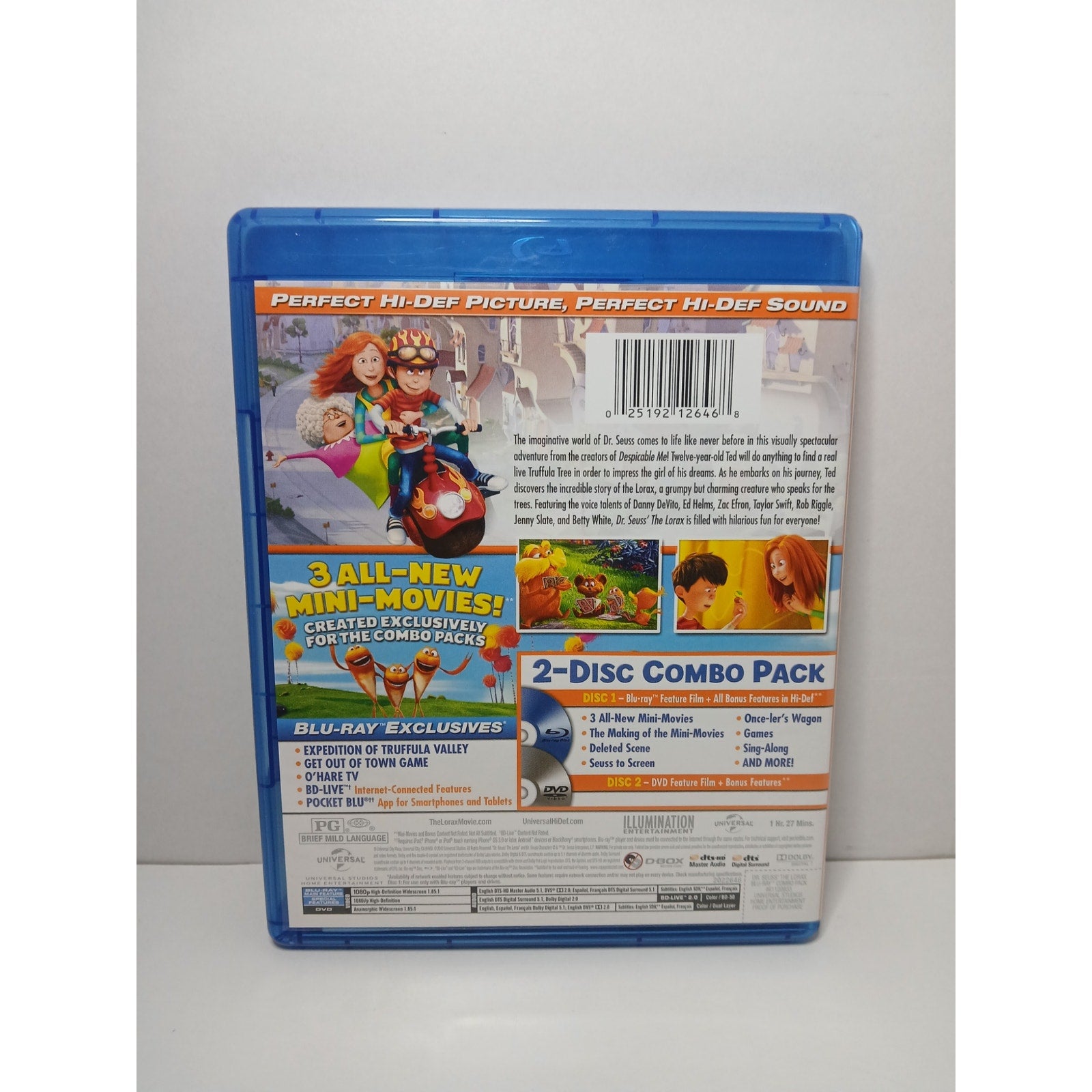 THE LORAX DR SEUSS +3 MINI MOVIES BLU RAY/DVD/DIGITAL MOVIE CLEAN TESTED WORKING