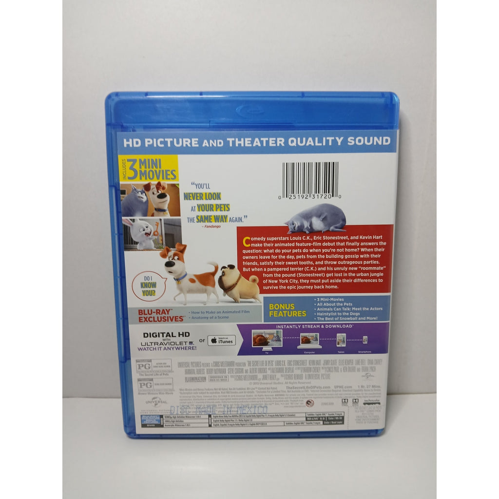 THE SECRET LIFE OF PETS BLU RAY/DVD/DIGITAL MOVIE CLEANED TESTED WORKING